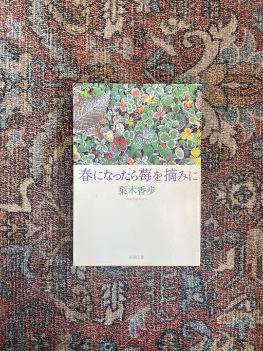 Cover of Kaho Nashiki's essay collection on a patterned rug