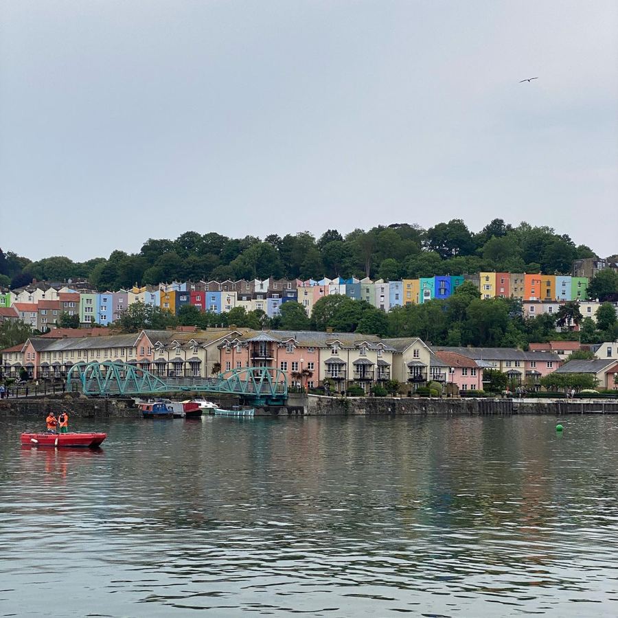 Colourful terraced houses above Bristol harbour